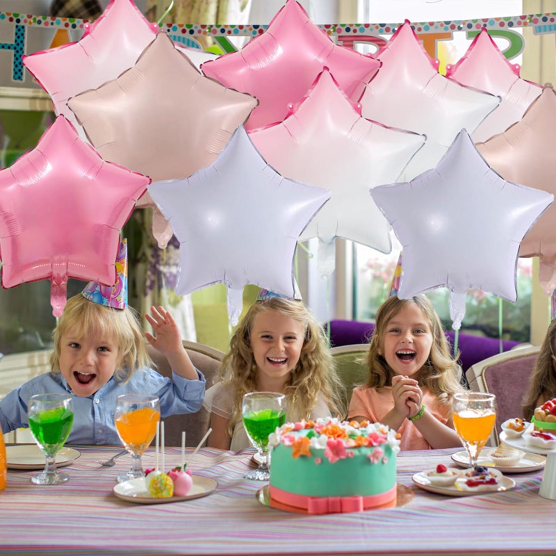 KALOR Pink and White Star Foil Balloons, 10 Pcs 18 Inch Stars Shape Foil Mylar Balloons for Birthdays, Weddings, Baby Showers Graduation Decorations - Image 3